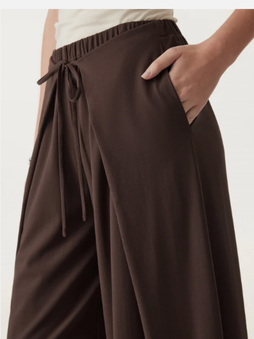 Bamboo Ponte Wrap-tie Palazzo Pant with Pockets MP Light Fig (cool deep purple) - Picture 3 of 8